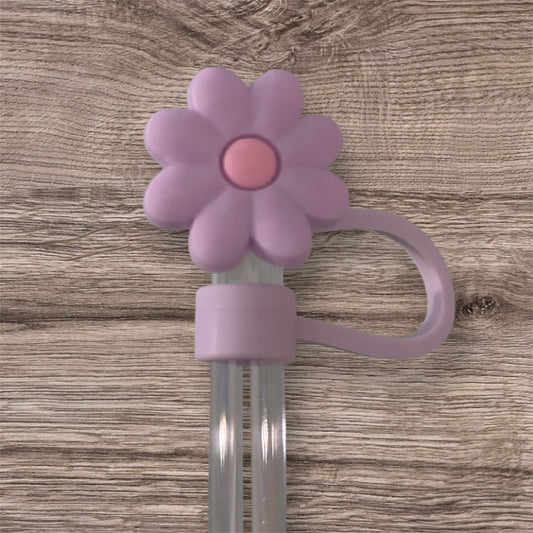 Light Purple Floral Straw Topper